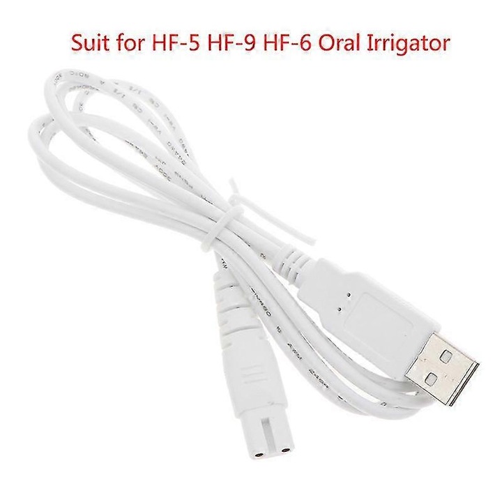 Cablu de incarcare USB pentru irigatorul dentar HF-5/HF-6/HF-9, alb, 3.0mm