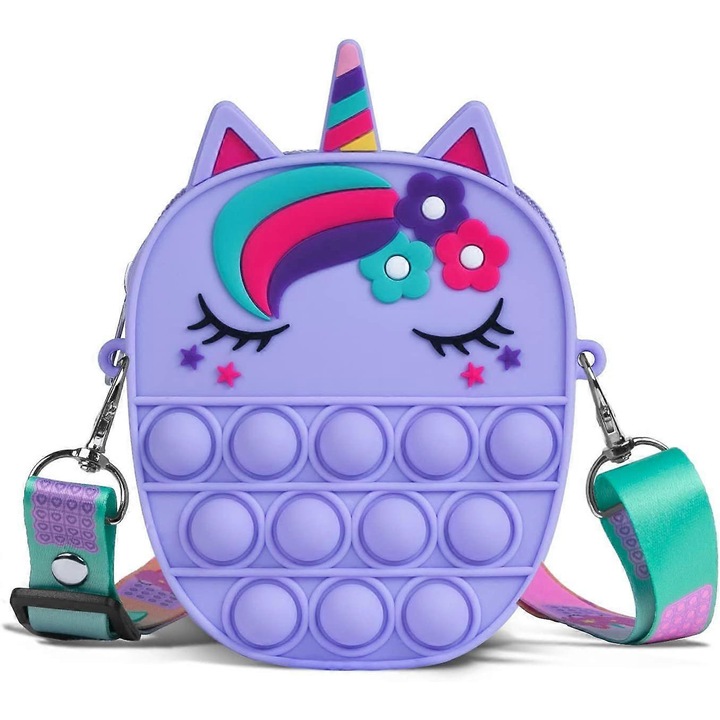 Fidget pop táska, 3 az 1-ben dizájn, lila, lányoknak és nőknek