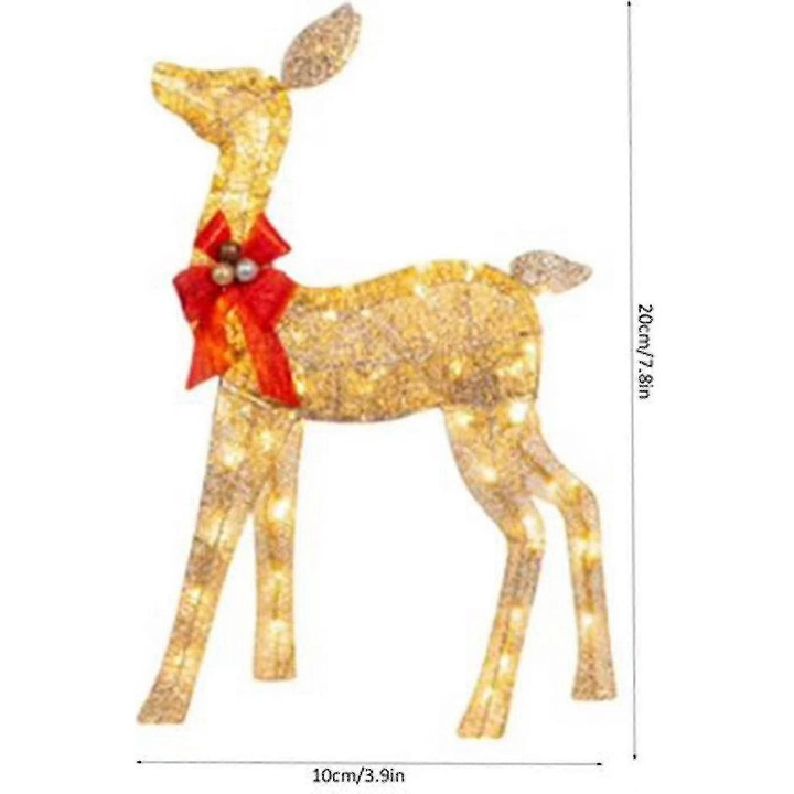 Decoratiune de Craciun, Cerb cu LED, 20x10x4cm, 27x13x4cm, 28.5x16x4cm