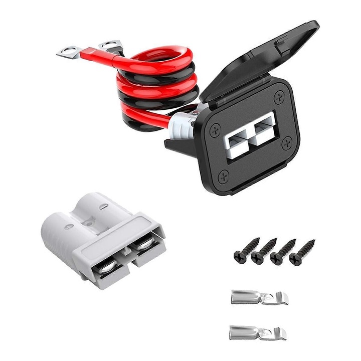 Conector Anderson, set 8AWG, 50A, plastic, pentru cabluri 6-12 gauge