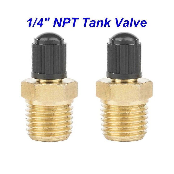 Valva de umflare pentru rezervor de aer, 2 bucati, brass, M10 x 1,1/8" NPT, 1/4" NPT, rezistenta la coroziune