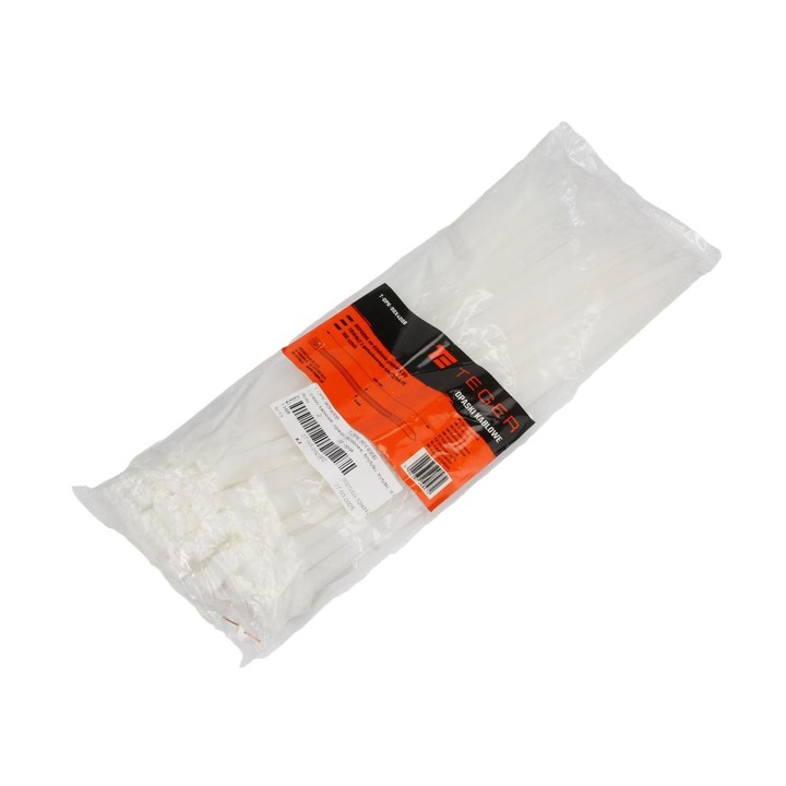 Coliere cablu, Teger, set 100 buc, 9.0x400mm, transparente, rezistente la UV