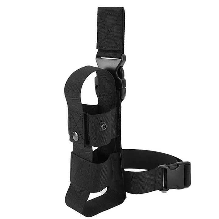 Port Husa Spray Urs 300-600 ml, Ajustabil, cu Acces Rapid, Prindere pe Centura si Coapsa piciorului, Negru, HIPOLAR