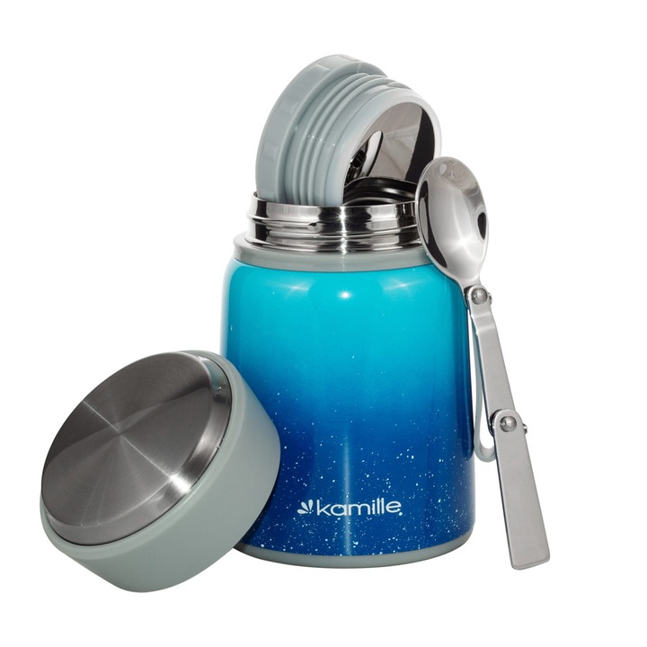 Termos alimentar Kamille 0, 5 L – Recipient termic pentru supa si mancaruri, capac tip cana, pastreaza temperatura pana la 12 ore