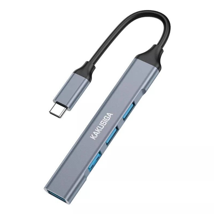 4-в-1 USB-C хъб, KSC-752, 1x USB 3.0 + 3x USB 2.0, 5Gbps трансфер, компактен и преносим