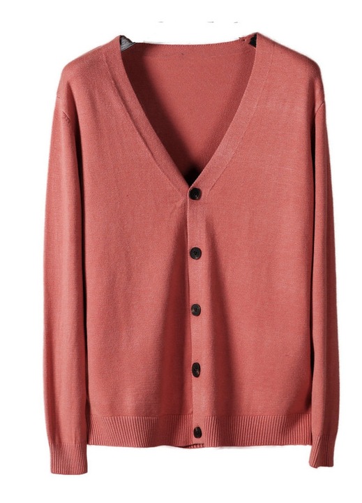 Мъжка жилетка Dierouya с V-образно деколте, дълги ръкави, ръждивочервен XL