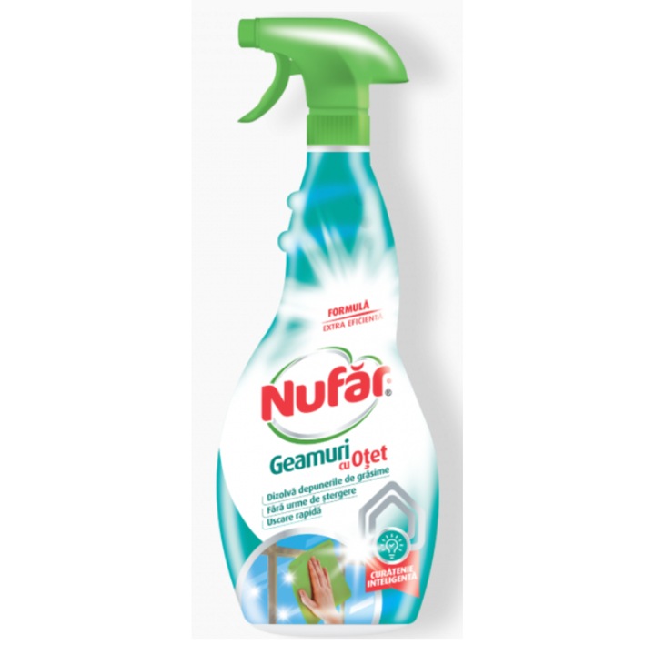 Nufar Ablaktisztító Ecettel a Gyors Tisztításért, Makulátlan Ragyogáshoz, Védőfóliával - 500 ml