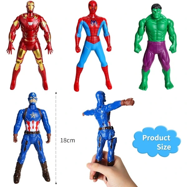 Set figurine Avengers 4 piese Marvel, Hulk, Spiderman, Iron Man