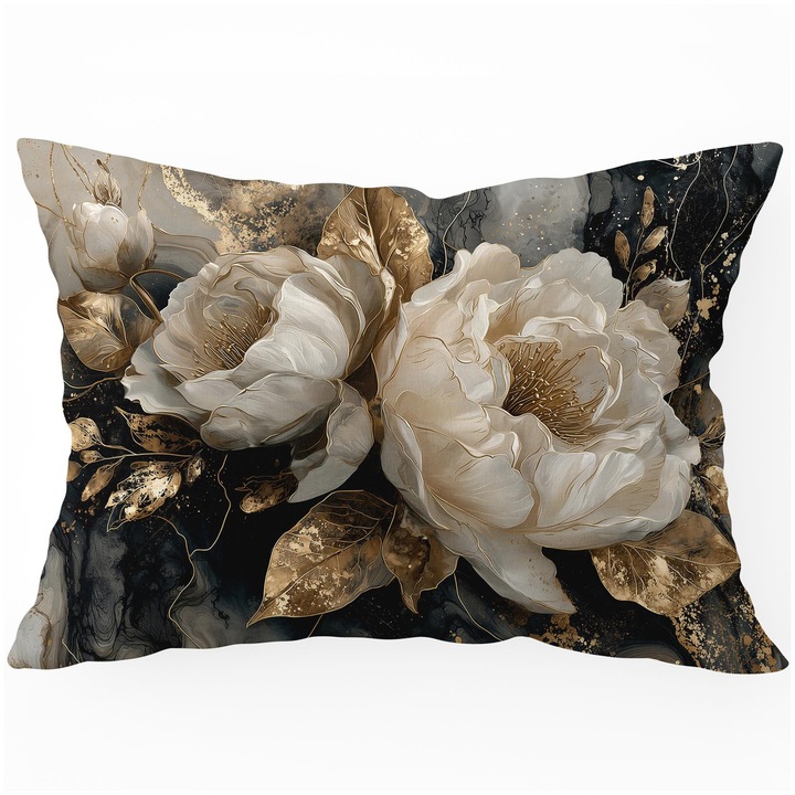 Fata de perna dekorativa HomeView, 40x60cm, 100% poliester, imprimeu floral, certyfikat OEKO-TEX STANDARD 100