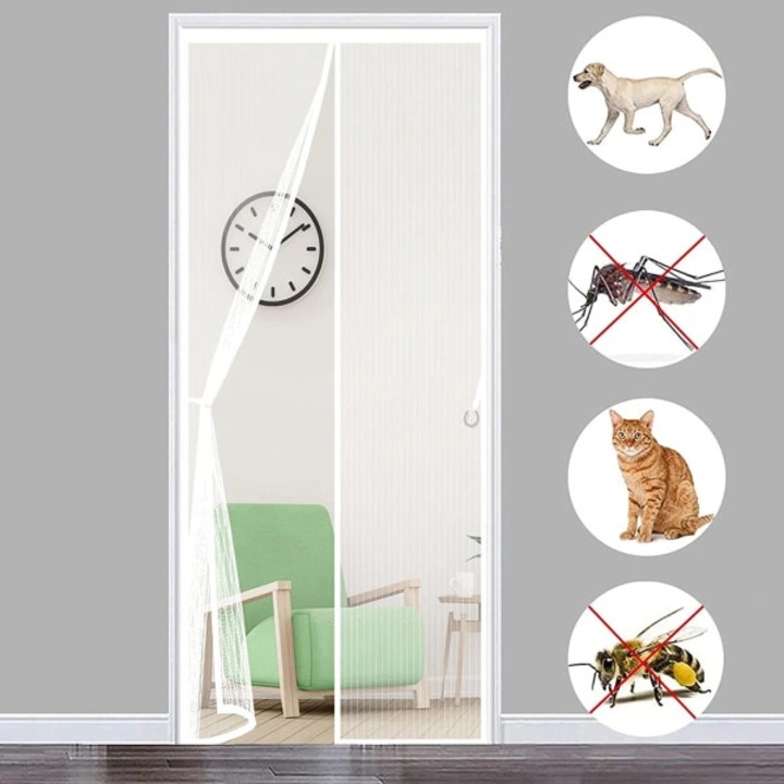 Plasa de tantari (plasa de insecte) pentru usa 120x210 cm, cu inchidere magnetica, autoadeziva, instalare fara scule, alb, 1 buc