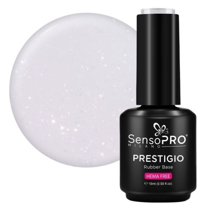 Oja semipermanenta SensoPRO Milano Rubber Base PRESTIGIO, 15ml, roz pal, fara HEMA