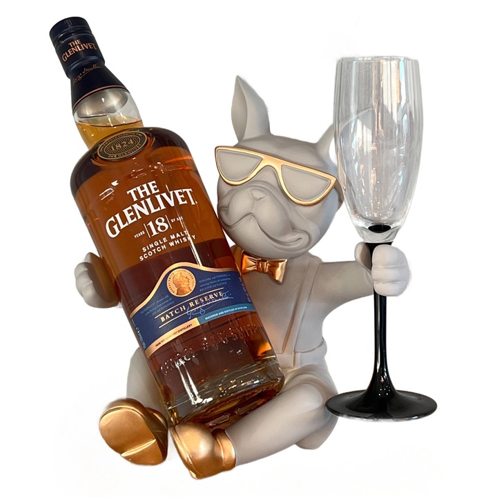 Suport bauturi Buldog, BoMa Home, gri, cu loc pentru sticla de vin si deschizator