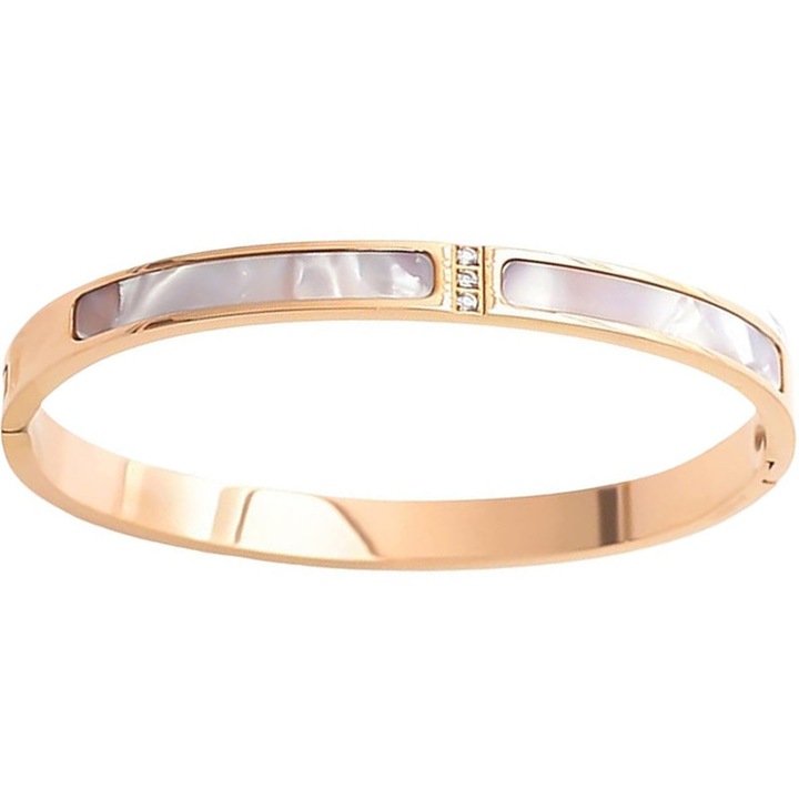 Bratara din otel titan, zirconiu incrustat, eleganta, simpla, pentru femei, inox