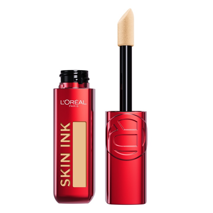 Fond de ten + corector L'Oreal Paris Infaillible Skin Ink, 180 Medium Cool, rezistenta pana la 48 de ore, 15 ml