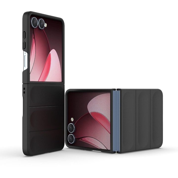 Калъф за Samsung Galaxy Z Flip 7 DaDen® Magic Shield, Удароустойчив, Микрофибърна вътрешност, TPU, Тъмно черен