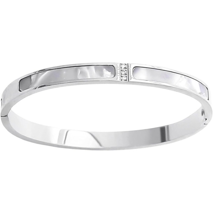 Bratara din otel titan, zirconiu incrustat, eleganta, simpla, pentru femei, inox, argintiu