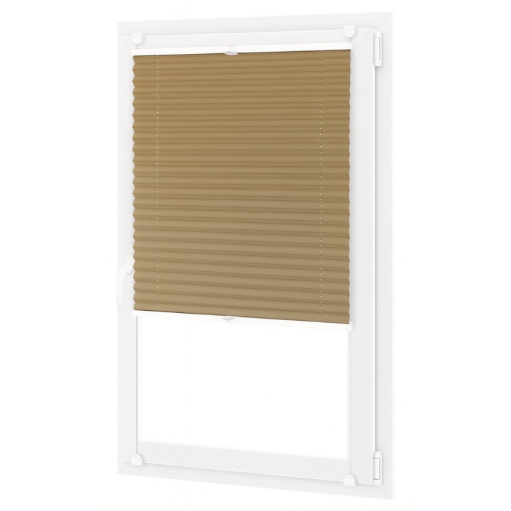 Плисирана щора, Алуминий, Полупрозрачна, Неинвазивен монтаж, Бял профил, Антистатичен материал, Лесна за почистване, Горен и долен контрол, 34x200 см