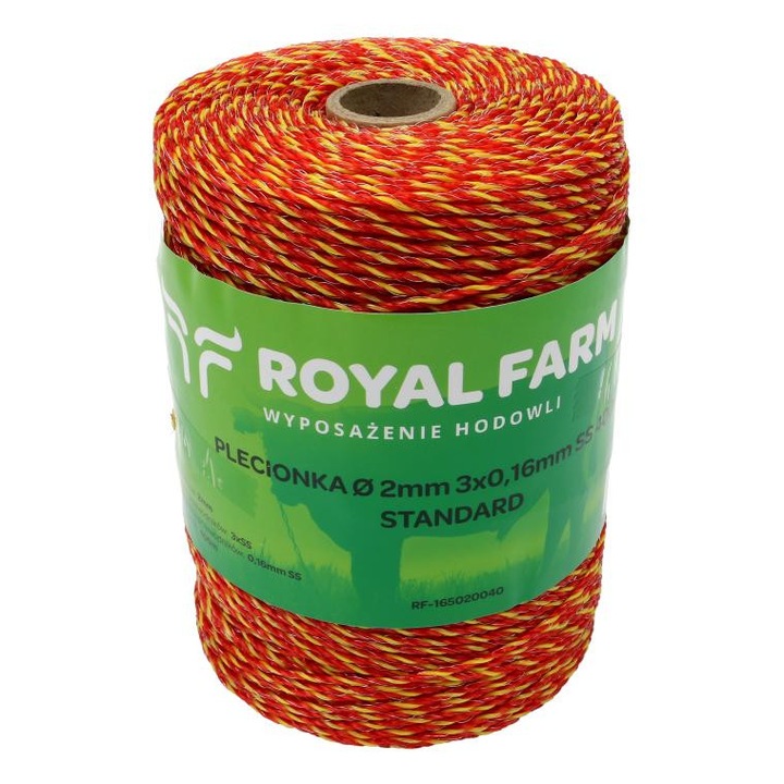 Plecionka pentru gard electric, Royal Farm, 2mm, 3x0,16mm, galben-portocalie, 400m