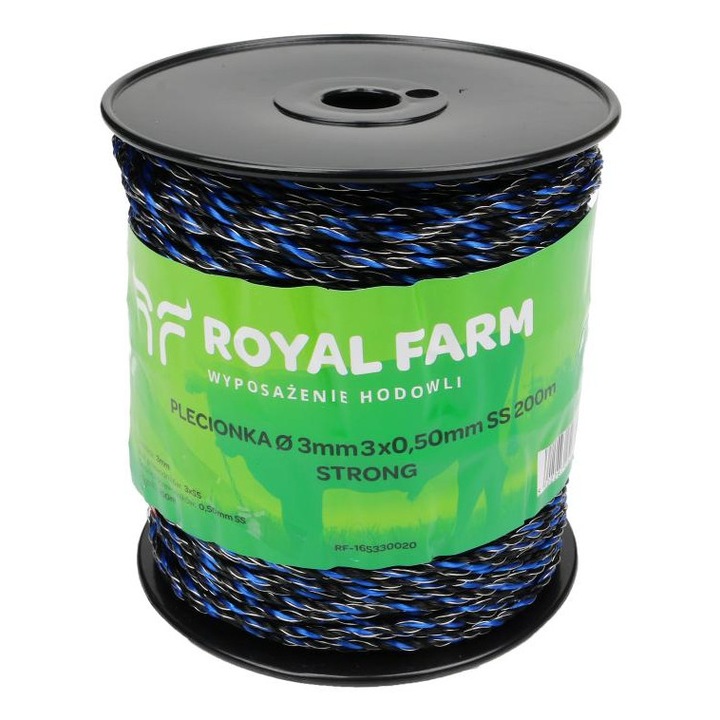 Sarma pentru gard electric, Royal Farm, 3mm, 3x0,50mm, negru-albastru, 200m