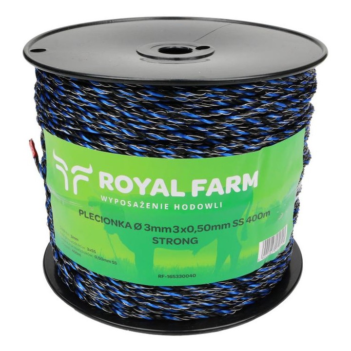 Sarma pentru gard electric, Royal Farm, 3mm, 3x0,50mm, negru-albastru, 400m