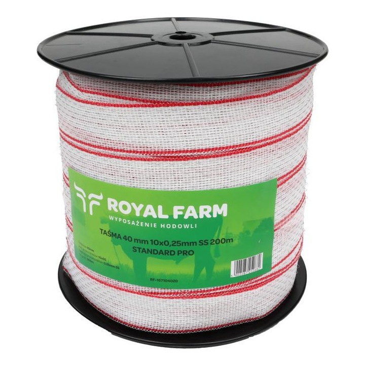 Banda de gard electrica, Royal Farm, 40mm, 10x0.25mm, alb-rosu, 200m
