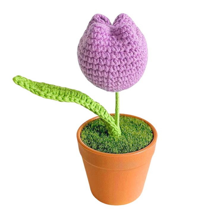Kézműves dekoráció, horgolt tulipán, textil, asztali dísz