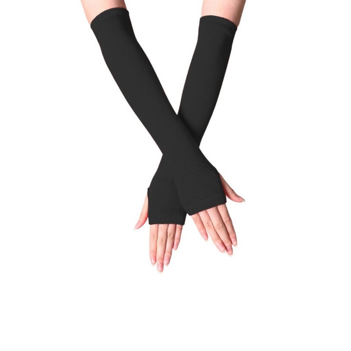 Дамски зимни ръкавици, 2 чифта, RDWESZOD, плетени, еластични, Черен/Сив