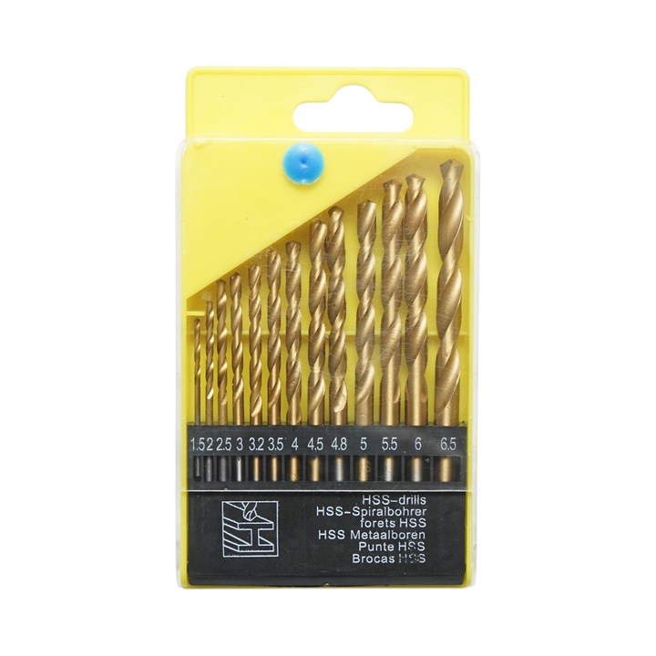 Set 13 burghie elicoidale HSS 1.5-6.5mm pentru metal Breckner Germany