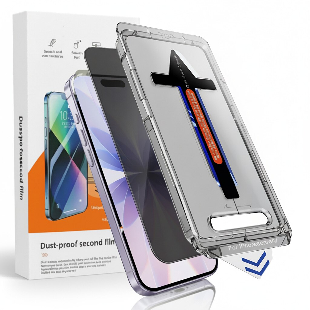 Folie Protectie Privacy compatibila cu iPhone17, Sticla Templata 9H+, cu Kit de Aplicare Instanta si Functie Automata de Indepartare a Prafului, Claritate Super HD, Tratament Electronic Oleofobic si Anti Amprente