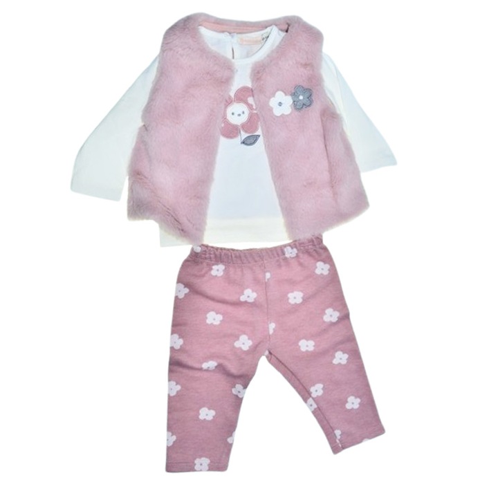 Compleu 3 piese pantaloni, bluza si vesta, pentru fete, Mini Junior CMP1021R2, Roz 121706