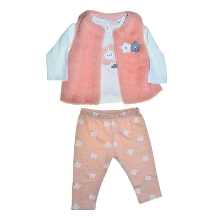 Compleu 3 piese pantaloni, bluza si vesta, pentru fete, Mini Junior CMP1021C3, Coral 121724