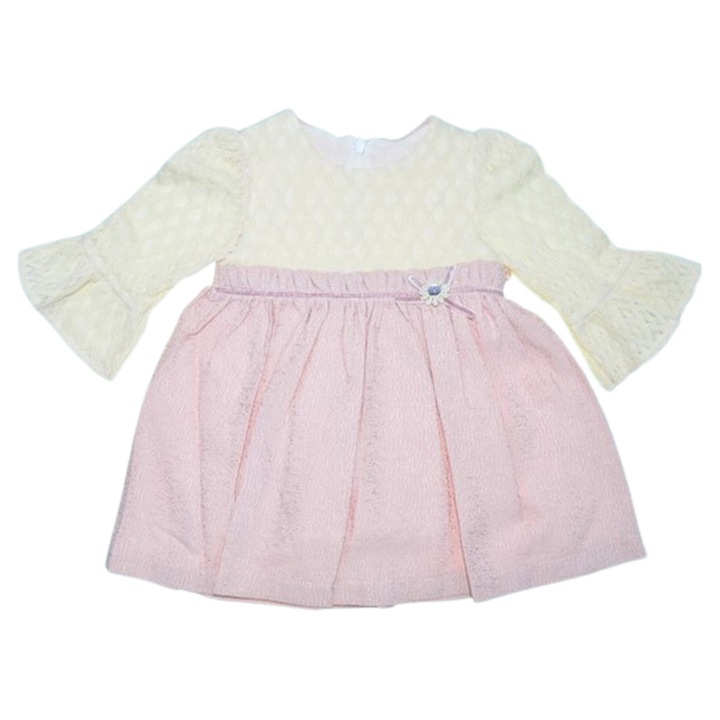 Rochie cu maneca lunga, cu dantela, pentru fete, Mini Junior RCH4406R, Roz 121741