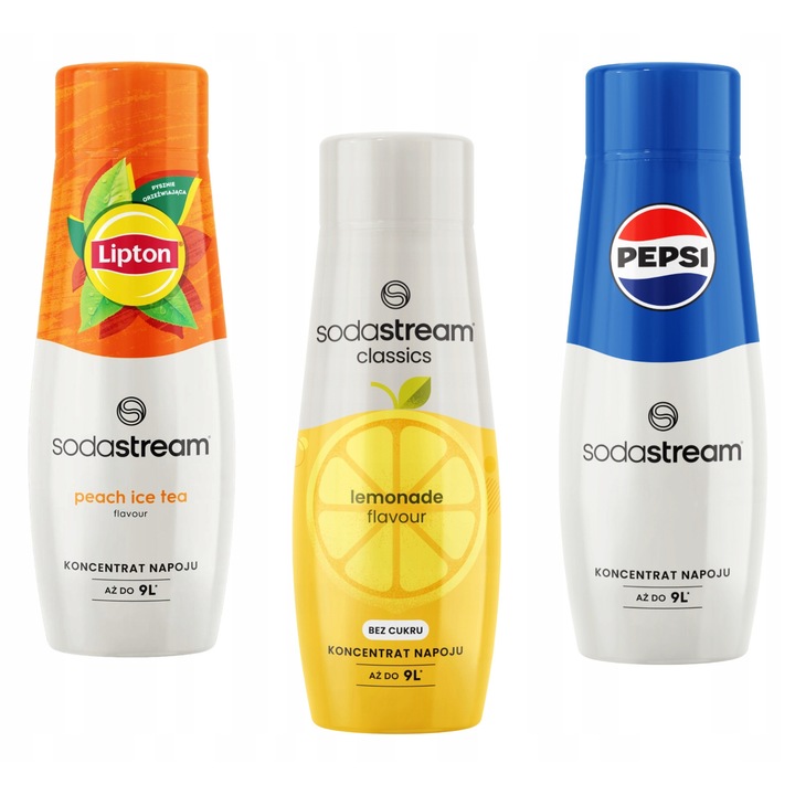 Комплект от 3 концентрата Sodastream Lipton Ice Tea Peach + Lemonade + Pepsi