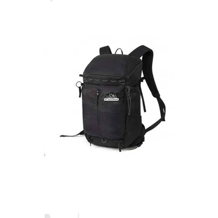 Rucsac turistic Naturehike Helium 25L, material hidrofil, sistem de ventilare, culoare negru, dimensiuni 25x15x50cm