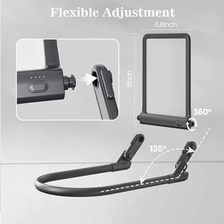 Lupa LED portabila WALALLA, 3x, 40 LED-uri, unghi reglabil, neagra, 20x13cm