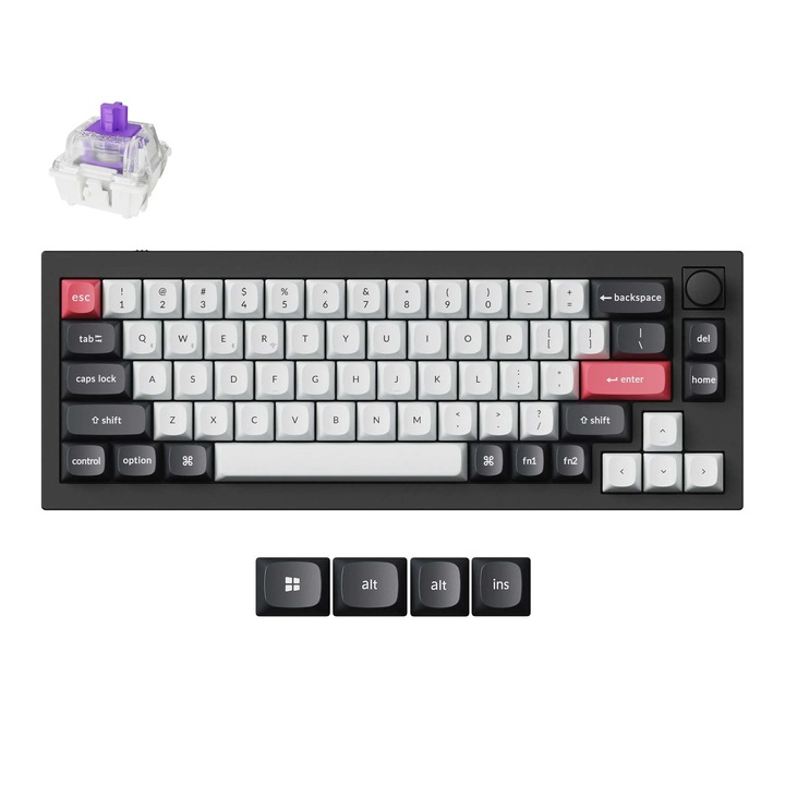 Keychron Q2 HE QMK Програмируема безжична механична клавиатура, 2.4 GHz / Bluetooth / USB, Gateron Double-Rail Magnetic Nebula Switch, черна