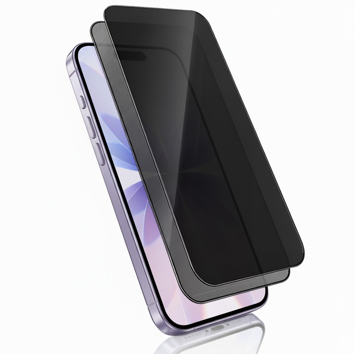 Set 2 Folie Protectie Privacy compatibila cu iPhone17, Sticla Templata 9H+, Claritate Super HD, Tratament Electronic Oleofobic si Anti Amprente