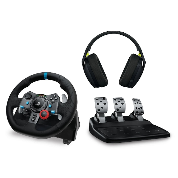 Logitech G29 Driving Force Racing kormánykerék pedálokkal és headsettel PC, PS3, PS4, PS5 + Logitech G435 fekete