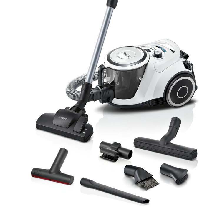 Прахосмукачка без торба Bosch, серия 6 Bgc41Xall, мощност 700 W, бяла