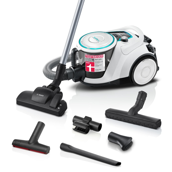 Прахосмукачка без торба Bosch Series 6, кутия, мощност 700 W, бяла