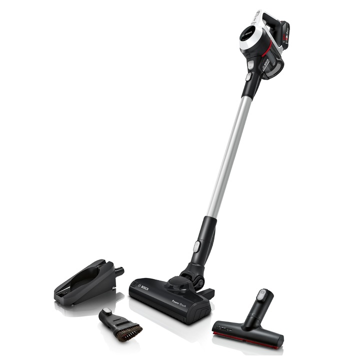Ръчна прахосмукачка Bosch Unlimited 6, безжична, бяла, 0,6 л
