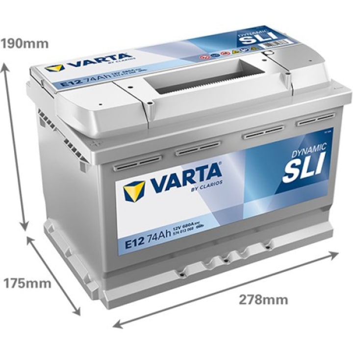 Baterie Auto Varta E12 Dynamic SLI 74Ah 12V 574013068K262