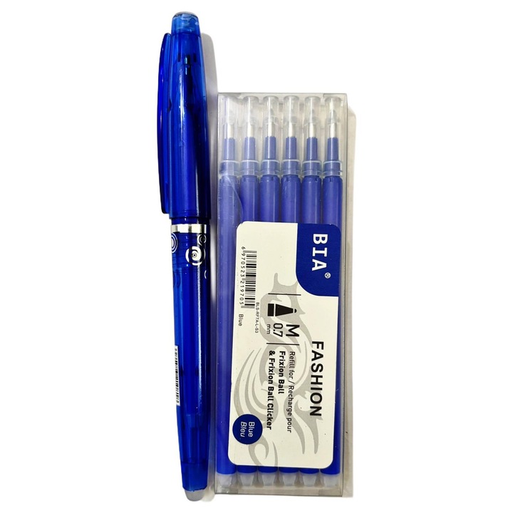 Pix ROLLER, 0, 77 mm, cu radiera si 6 rezerve incluse, pentru scoala