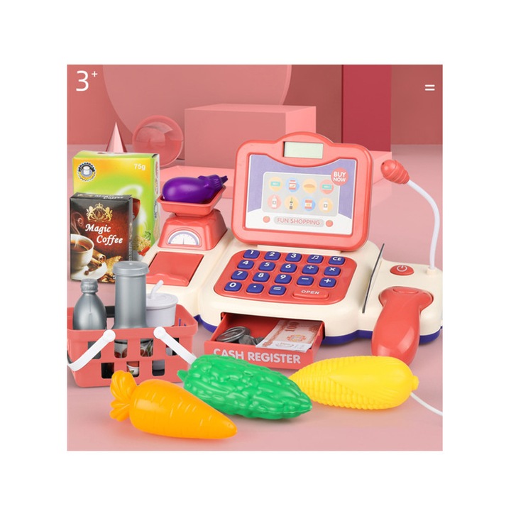 Set de jucarii pentru copii cu tema supermarketului, jucarii pentru numarat cu sunet, joc de rol cu casa de marcat de supermarket, varietate de optiuni, potrivit pentru copii cu varsta intre 3 si 10 ani