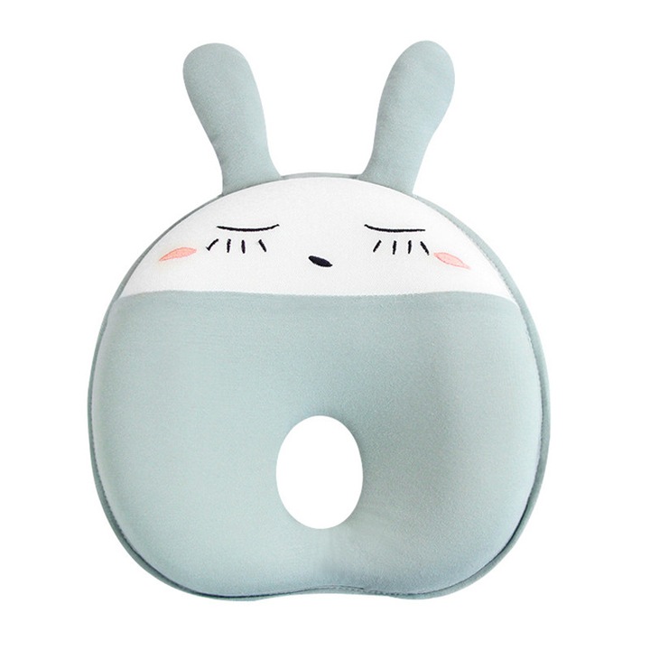 Perna pentru Bebelusi Zeguer, pentru formarea capului, Anti Plagiocefalie, Spuma cu memorie, 0-12luni, 26x25 cm, Verde