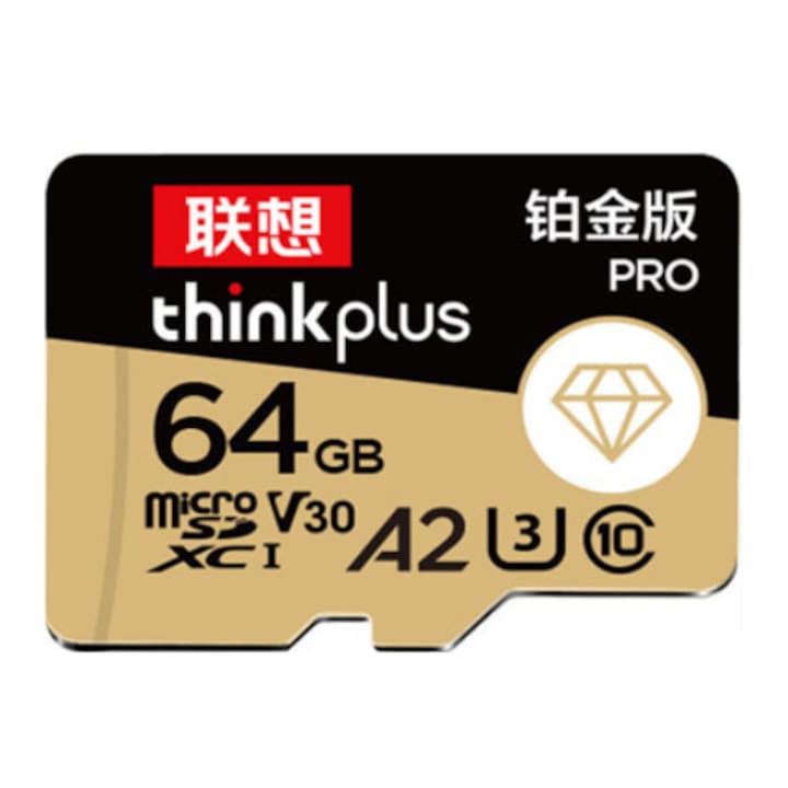 Карта памет thinkplus PRO 64GB до 130MB/s & 180MB/s Скорости на четене/запис - Високоскоростна TF карта за телефон, камера -I, U3, V30, 4K, Micro SD
