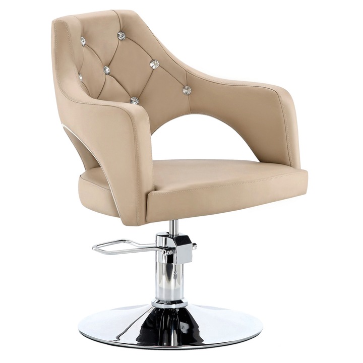 Calissimo, Scaun de coafat Leia Scaunul de coafor este un mobilier care imbina functionalitatea, confortul si un aspect elegant . Se potriveste perfect in orice salon de coafor, indiferent de specializare..., Z-FJ-83008-GREY-FOTEL-BEZPODN