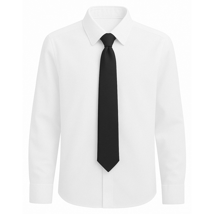 Camasa alba si cravata uniforma scoala, FamousKIdsdwqf, Alb