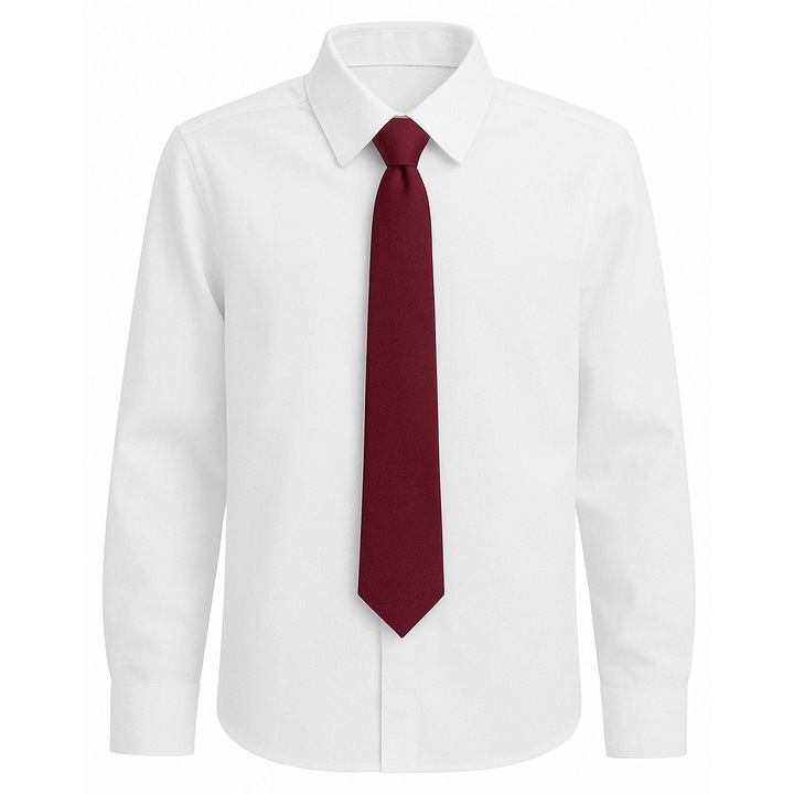 Camasa alba si cravata uniforma scoala, FamousKIdsdwqf, Alb