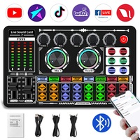 Mixer Audio Profesional, Lurelia, Placa de sunet externa, DJ Mixer, Interfata audio, Wireless Bluetooth, Butoane multifunctionale, pentru PC, telefon mobil sau tableta, pentru podcast/inregistrare/muzica/pentru live/YouTube/TikTok, Negru